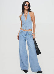 Pearlisle Low Rise Baggy Jeans Light Wash