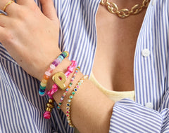 Knotty Initial Custom Bracelet - Fuchsia Single Letter