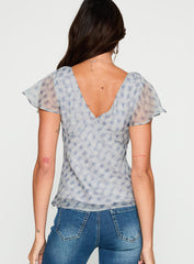 My Last Love Top Blue Check