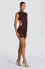 Mireya Mini Dress - Plum Brown