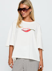 Stay Spicy Graphic Top White
