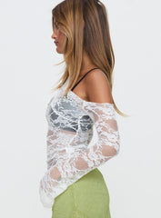 How Ironic One Shoulder Lace Top Cream