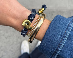 Knotty Initial Custom Bracelet - Navy Single Letter