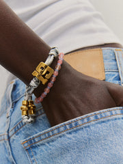 Knotty Varsity Number Custom Bracelet - Onyx/White Single Digit