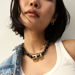 Knotty Varsity Custom Necklace - Onyx Single Digit