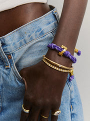Knotty Varsity Number Custom Bracelet - Purple Double Digit