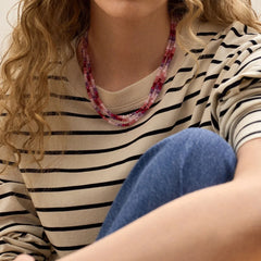 Lena Semi-Precious Layered Necklace - Pink
