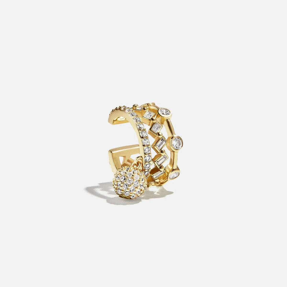 Simone 18K Gold Ear Cuff - Gold/Pavé