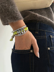 Knotty Varsity Number Custom Bracelet - Lime Green Single Digit
