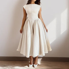 Elegant Pleated Midi Dress for Women
