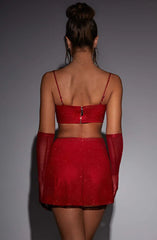 Posie Mini Skirt - Red Sparkle