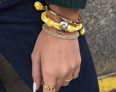 Knotty Varsity Number Custom Bracelet - Bright Yellow Single Digit
