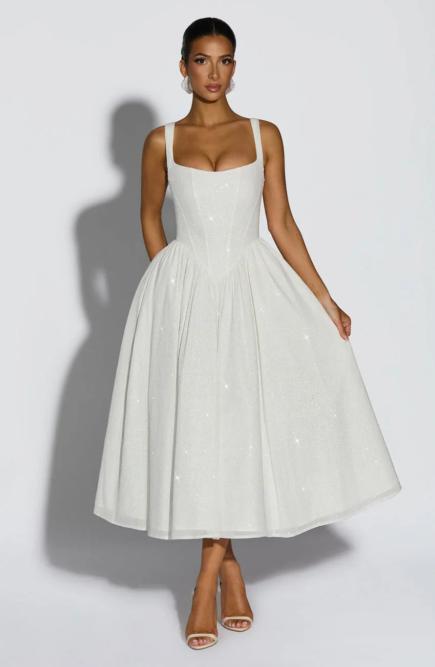 Vivienne Midi Dress - Ivory Sparkle