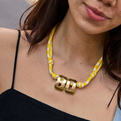Knotty Varsity Custom Necklace - Bright Yellow Single Digit